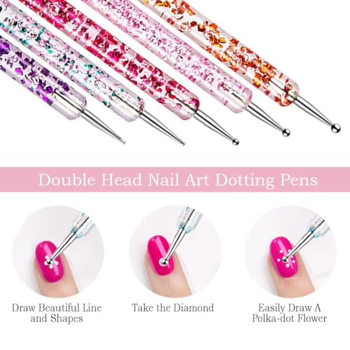 Nail Art Tools 27Pcs Set,Nail Art Brush,Resin Nail Art Palette,5 Pcs Nail Art Sculpture Pen,2-way Acrylic Silicone Engraving Pen Dotting Pen Tools Nail Art Kit for Nail Art DIY - color: F4#Black Style 9