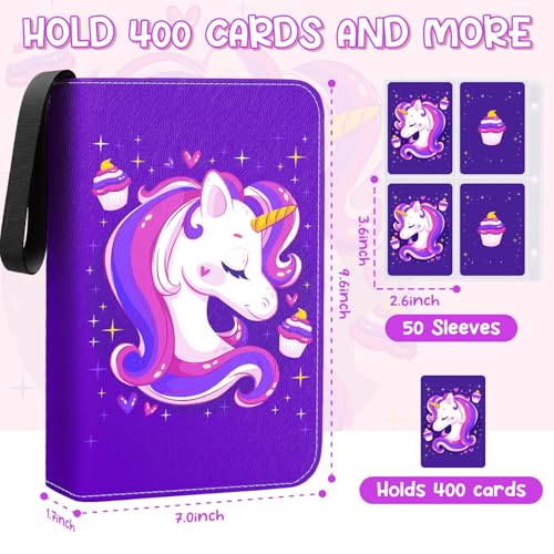Premium 4-Pocket Trading Card Binder, 400-Card Capacity, Purple - color: Purple