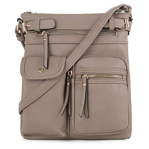 SG SUGU Katie Lightweight Medium Crossbody Bag Shoulder Bag with Multi Pocket for Women - color: Stone