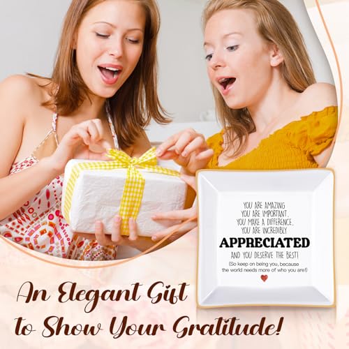 Thank You Gifts Ring Dish Coworker Appreciation Jewelry Tray Friend Present - color: Appreciated