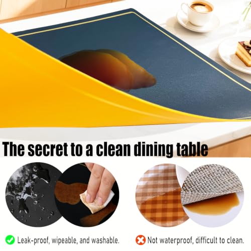 Faux Leather Placemats Set of 6, 11.8"x17.7", Blue & Yellow - color: Blue & Yellow, size: Set of 6
