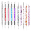 10PCS Nail Art Gel Carving Pen Rhinestone Handle Silicone Nail Art Pen Brushes for Design Foil Carving Drawing 3D Effect Shaping Drawing Dotting Tool - color: 10 pcs style C