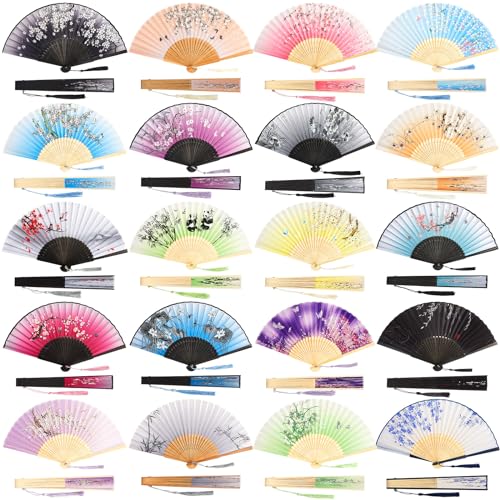 Yulejo 20 Pcs 8.27" Japanese Fan Chinese Folding Hand Fans with Tassels - style: Fresh Style
