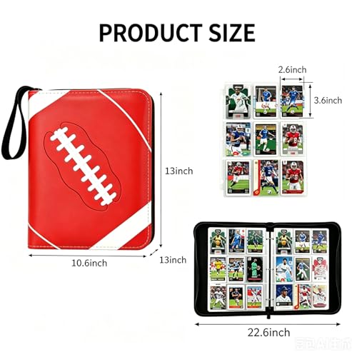 Football Trading Card Binder 9 Pocket, Card Binder for 900 Pockets Card, 50 Sleeves Double-Sided Storage, Premium Card Book Holder, for Trading Cards, Cards Sleeves Card, Game, Sport Card (Football) - color: Orange
