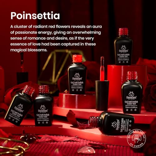 Beetles Red Gel Polish Set, 6 Colors Burgundy Wine Glitter Purple Gel Nail - color: 0-0-Poinsettia