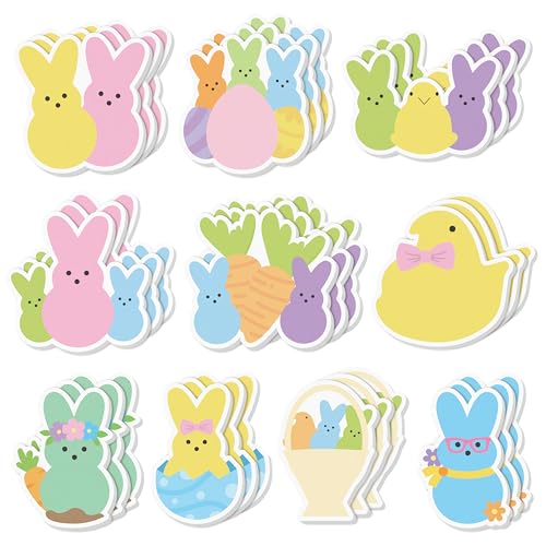 CJiangpo 30Pcs Easter Bunny Sticky Notes Pads, 600 Sheets Colorful Candy Rabbit Self Stick Notepad Cute Chick Egg Memo Pad Page Marker for Kids Classroom Rewards Easter Party Favors Basket Stuffers - color: Bunny