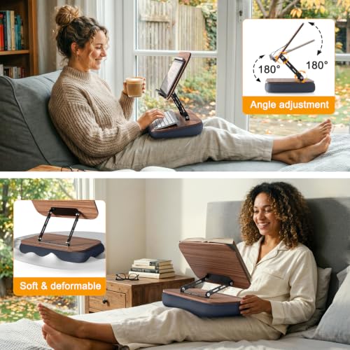 Lap Bean Bag Book Holders for Reading Hands Free, Adjustable Book Stand