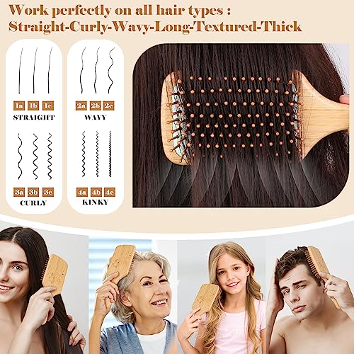 Sofmild Bamboo Hair Brush with Tail Comb, Purple Cushion Paddle Brush - color: Purple