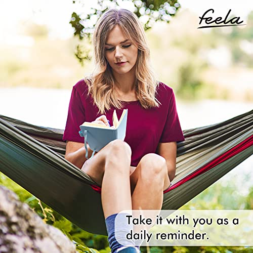 feela 6 Pack Pocket Small Notebooks Bulk, Mini Cute Memo Notepads Hardcover College Ruled Lined Journals with Pen Holder for Women Girls Office School, with 6 Black Pens, 3.5”x 5.5”, A6, Light Blue - color: A6 6 Light Blue