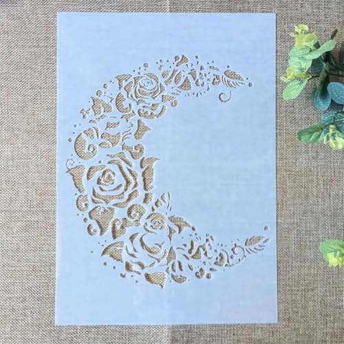TIAMECH A4 Reusable Moon Flower Stencil for Painting - style: Moon Flower