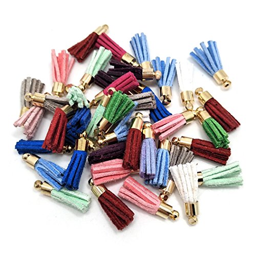 100Pcs Suede Flower Handmade Mini Tassels, Colorful Earring Tassels Assorted Colors Randomly (07) - color: 07