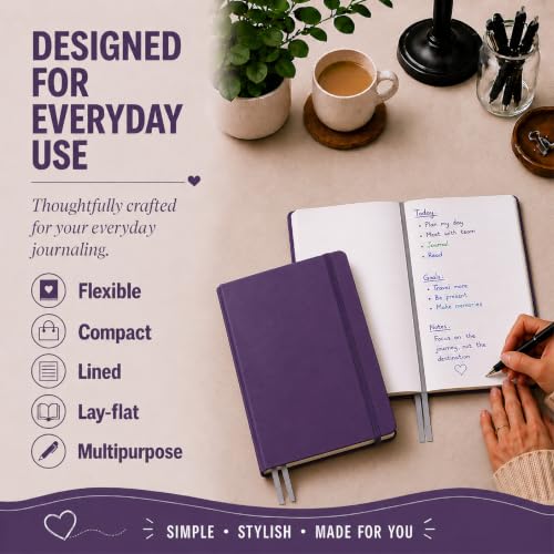 Eccolo Cool Jazz Hardbound Writing Journal, 192-Page Lined Paper, Lay-Flat - color: Navy Blue, size: Large - (7.25-x-9.6 Inches)