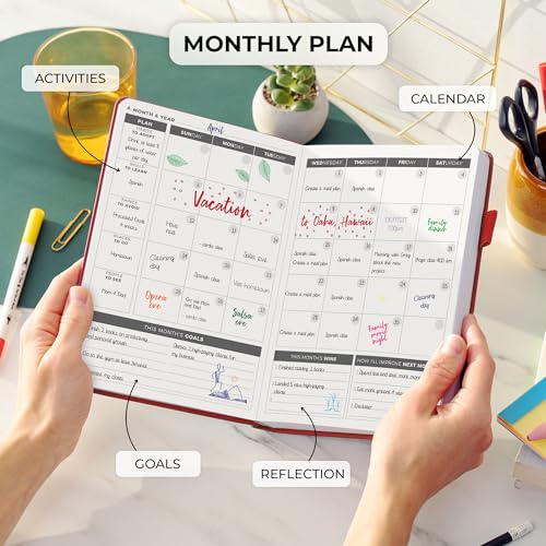 Clever Fox Daily Planner, Undated Professional & College Day, Red - color: Red (Undated)