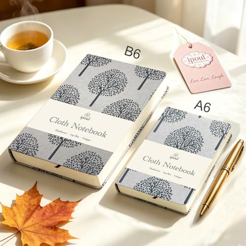 A6 Notebook, Linen Journal, Pocket Notebook, 4x6, Hardcover, Lay Flat, Thick, Small, Lined Notebook & Unlined Sketchbook, The Tree of Life, Beige - color: A6-Tree Beige