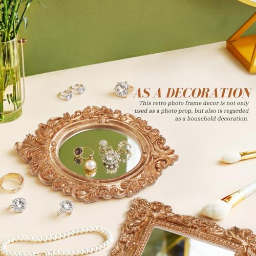 Cabilock 4 Pcs Mini Vintage Gold Picture Frames, Small Antique Resin Photo Frames for Tabletop, Wall Decor, Wedding Table Numbers, Place Cards, DIY Crafts and Jewelry Display