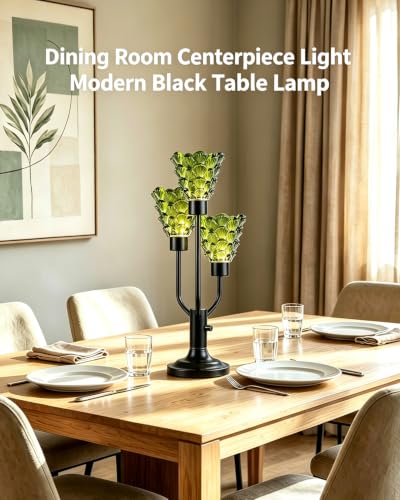 Lightdot Mid Century Modern Table Lamp Dimmable Bulbs Included Green Glass - color: 21-Black-Green-Shell