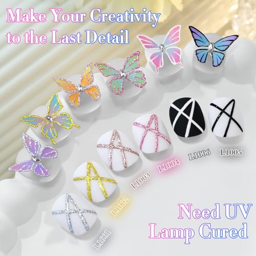 Double Rhythm 6 Pcs 15 ML Gel Liner Polish Nail Art Set Chrome Metallic Glitter Soak Off Gel Polish Kit Nail Art Manicure Salon DIY at Home for Women (Gold Silver Black White-T6-52) - color: Liner Rose Gold Silver