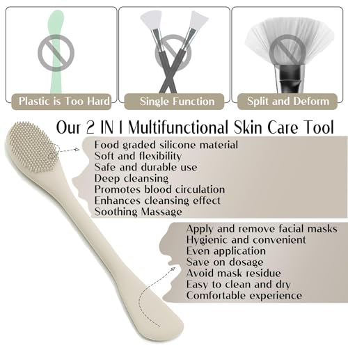 Face Mask Brush Applicator, Mask Brushes For Facials Cleansing & Exfoliating, Facial Clay Mask Applicator Tool Silicone Mask Spatula Cream Skincare For Apply Cream, Lotion, Mud, Clay (Black+Starlight) - color: Black and Starlight