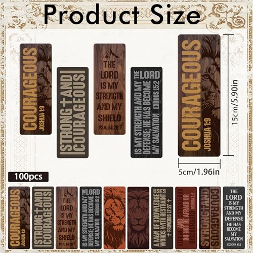 Christian Bookmarks for Men, Bible Verse Lion Scripture Book Marks - style: Man of God