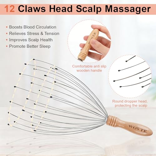 WOVTE Back Scratcher & Head Massager Kit, Stocking Stuffers Gifts for Men