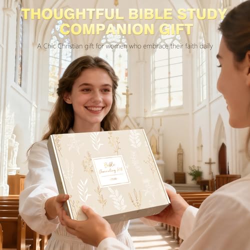 Bible Study Supplies Journaling Annotation Kit w/Bible Cover Case for Women - color: Beige Checked