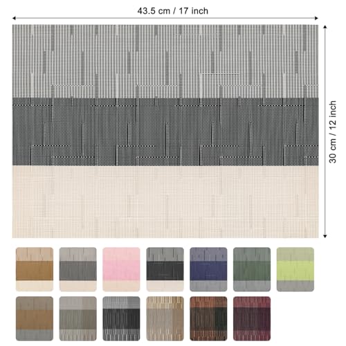 Placemats Set of 4, Vinyl Woven Heat-Resistant Place Mats - color: Beige Black, size: Set of 4