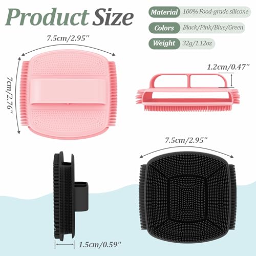 Upgrade Silicone Face Scrubber 2PCS, Soft Facial Cleansing Brush with Unique Side-Bristle Design, Manual Face Brush with Finger-Grip Handle for Gentle Exfoliating & Deep Cleansing(Black+Pink) - color: Black+pink