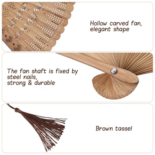 SEWACC Bamboo Silk Folding Fan Handheld Vintage Asian Style Fan with Tassel for Dance Performance Daily Use
