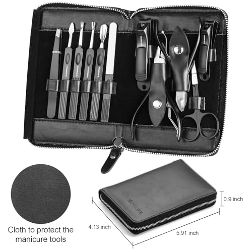 FAMILIFE Stainless Steel Manicure Set 11-in-1 Professional Nail Clipper Kit - color: Black-1