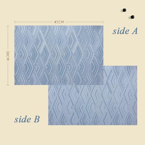 Druable Placemats Set of 8, Plastic Heat-Resistant Non-Slip Vinyl Place Mats Washable Easy to Clean Indoor Outdoor (18"x12", Blue) - color: Rhombic: Blue, size: 8 Placemats