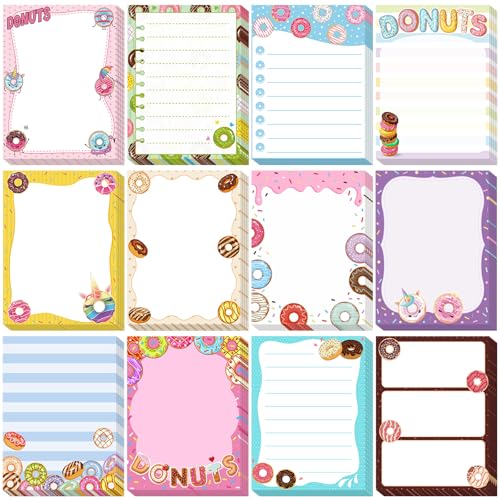Chiisong 12 Pcs Cute Sticky Notes Gifts Donuts Sticky Notes Party Favors - style: Donuts