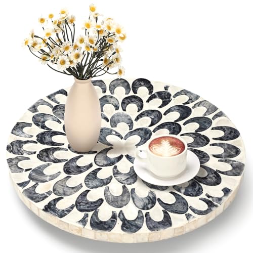 Reallnaive Mother of Pearl Lazy Susan, Round, Floral - color: Floral, style: Round