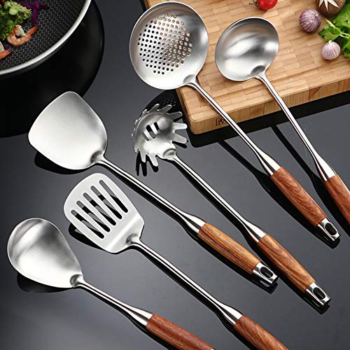 Kitchen Utensils Set,6 PCS with Utensils Holder,304 Stainless Steel - style: Cooking Utensils-wood handle