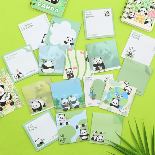 16 Pcs Cute Panda Sticky Note,320 Sheets Kawaii Cartoon Panda Bear Self-Stick Note Pads Writing Memo Pads Message Note Stationery Gift for Kid Plan Index Student School Office Supplies