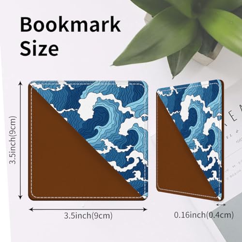 Cute Leather Bookmarks, Fun Triangle Making Corner Bookmark, Book Accessories for Reading Book Lovers, Unbreakable Page Markers for Women Men Cute Blue Sea - color: Cute Blue Sea