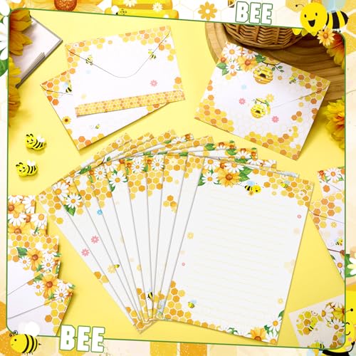 TaoBary 160 Pcs Bee Stationery Paper and Envelopes Set, 5.5 x 8.25'' - size: 8.25 x5.5 Inch, style: Bee