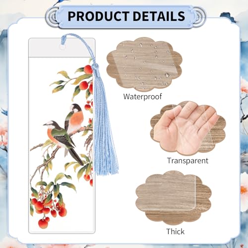 120 Sets Blank Kraft Paper Bookmarks Kit with Tassels and PVC Sleeves - color: White/120pcs