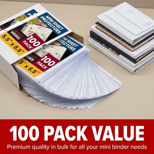 Sheet Protectors 5.5 x 8.5, 100 Pack Heavyweight Clear Mini for Binder