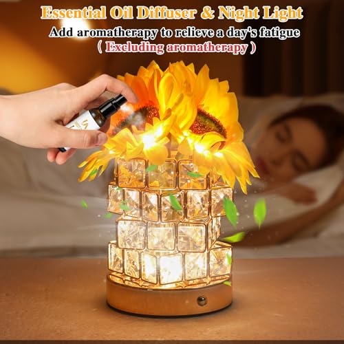 Birthday Gifts for Women/Mom Sunflower Cordless Table Lamp - style: O-square
