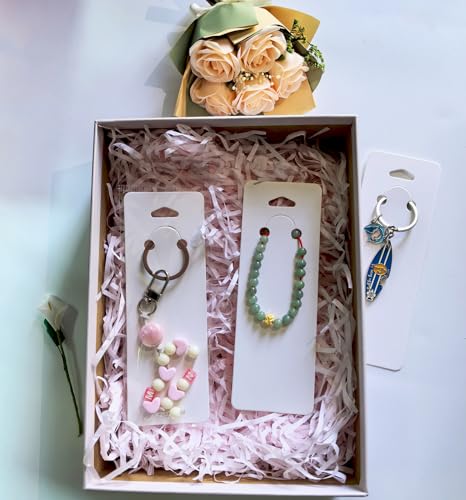 100 Set Keychain Display Cards with Bags,Jewelry Packaging Blank Hanging Cards for Selling - color: White 5.9"x2"