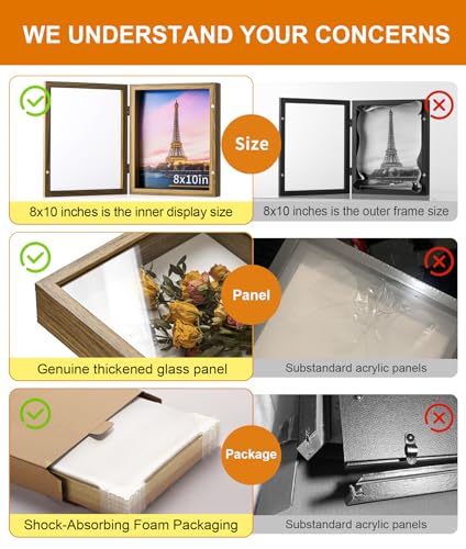8x10 Brown Deep Shadow Box Picture Frame with HD Clear Glass - color: Brown, size: 8x10