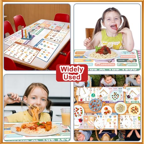 Educational Placemats Set of 6 Boho Kid Plastic Table Mat 17×13×0.04in - style: Educational Boho