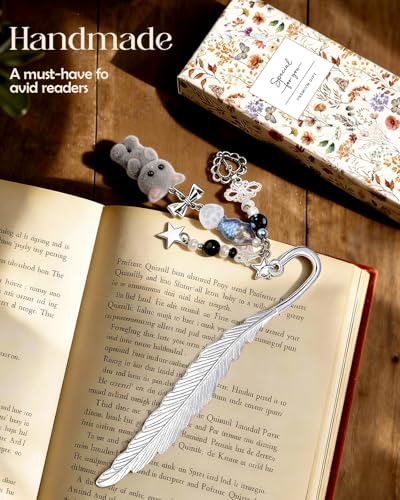 Buleens 2 Pack Bookmarks for Women Reading - Book Marks for Readers Book Lovers, Cute Cat Pink Grey Personalized Metal Bookmark with Pendants, Pretty and Aesthetic Book Accessories Reading Gifts - color: Sliver Cat