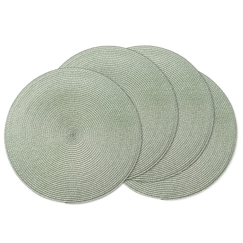 AHHFSMEI Round Placemats Set of 4 Heat Resistant Washable Non-Slip Woven Braided Table Mats for Dining Table Kitchen & Home Decor (Sage Green,4) - color: Sage Green, size: Set of 4