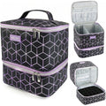 SAVILAND PU Leather Nail Polish Organizer Bag for Nail Tech, Black - color: Black-02