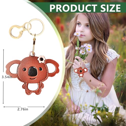 BORKUANA PU Leather Keychain holder Protective Case Compatible with AirTag - color: Koala Brown