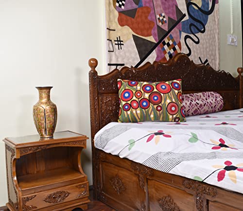 Lumbar Yellow Poppy Floral Pillow Cover Red Poppies Flower Pillows Farmhouse Chair Cushion Floral Poppy Hand Embroidered Size 14x20 - color: Lumbar Poppy Pillow Cover Yellow