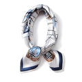 ANDANTINO 100% Mulberry Silk Scarf -21” Square Neckerchief with Gift Packed - color: Blue& White