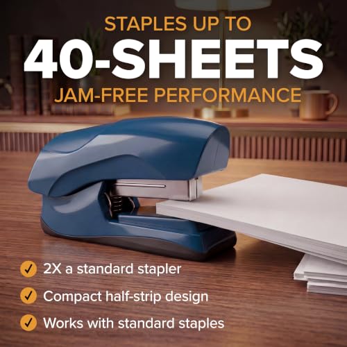 Bostitch Heavy Duty Stapler, 40 Sheet Capacity, No Jam, Blue - color: Blue, size: Pack of 1