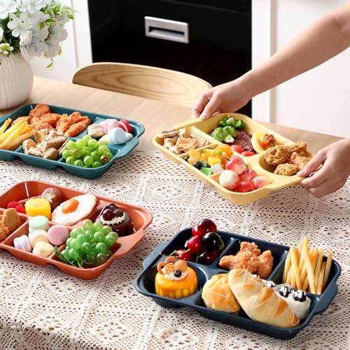 Pinkunn 8 Pcs 13'' Divided Plates for Adults Wheat Straw, Bright - color: Bright